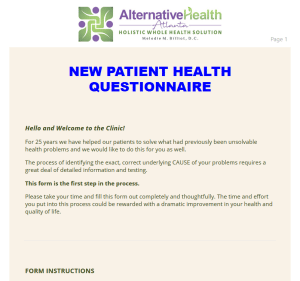 New Patient Health Questionnaire